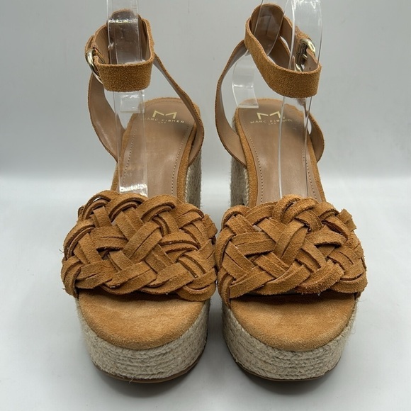 Marc Fisher Odilia Espadrille Suede Weave Ankle Strap Platform Sandals Size 8.5 - Picture 2 of 9